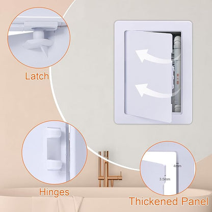 Suteck Plastic Access Panel for Drywall Ceiling 6 x 9 Inch Reinforced Plumbing Wall Access Doors Removable Hinged White