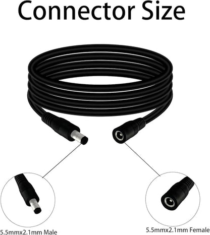 5.5mm x 2.1mm 6.5FT DC Power Extension Cable Male to Female 12V/24V 14AWG DC Connection Cable for CCTV Surveillance Camera Amplifiers LED Strip Lights Solar Panels Energy Storage Power Supply 2 pcs