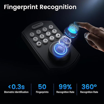 KNOBWELL Fingerprint Door Lock, Smart Keypad Deadbolt, Keyless Entry Lock for Front Door - Auto Lock - Easy Installation - Matte Black