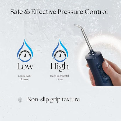 NOVAATOZ HydroAdvance Cordless Water Flosser for Teeth & Gums | Rechargeable Portable Oral Irrigator for Braces & Travel | Pulse Cleaning with 2 Flossing Tips | Waterproof Dental Care Device (Blue)