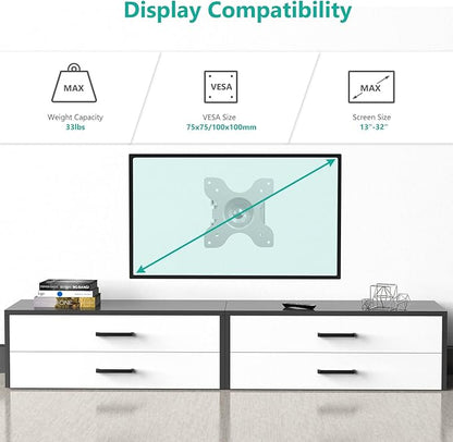 WALI TV Wall Mount Articulating LCD Monitor Full Motion Extension Arm Tilt Swivel for Most 13 to 32 inch LED TV Flat Panel Screen with Mounting Holes up to 100x100mm, 2 Packs (1330LM-2W), White