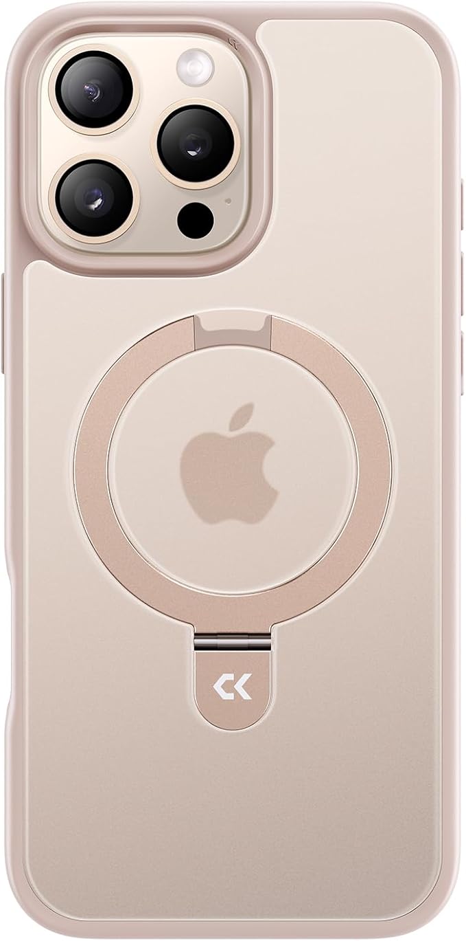 CASEKOO Designed for iPhone 16 Pro Case with Magnetic Invisible Stand [Military Drop Protection] [Compatible with MagSafe] Shockproof Slim Matte Translucent Case 6.3 Inch, Desert Gold