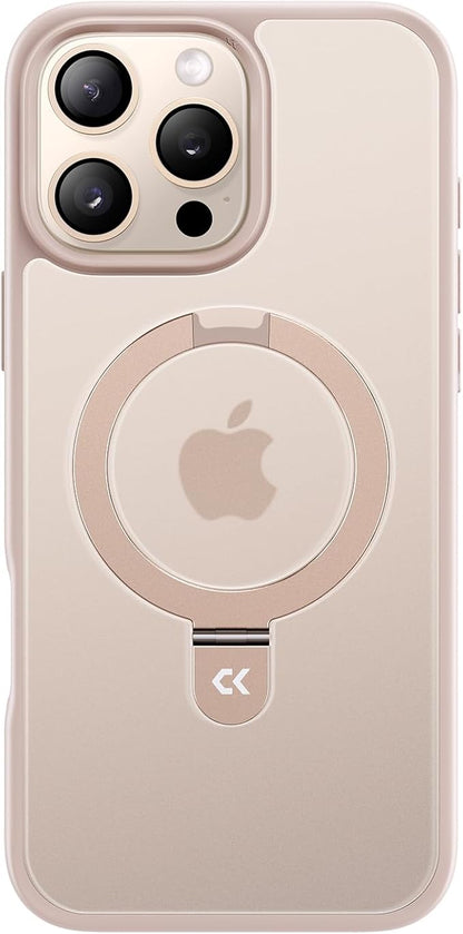 CASEKOO Designed for iPhone 16 Pro Case with Magnetic Invisible Stand [Military Drop Protection] [Compatible with MagSafe] Shockproof Slim Matte Translucent Case 6.3 Inch, Desert Gold