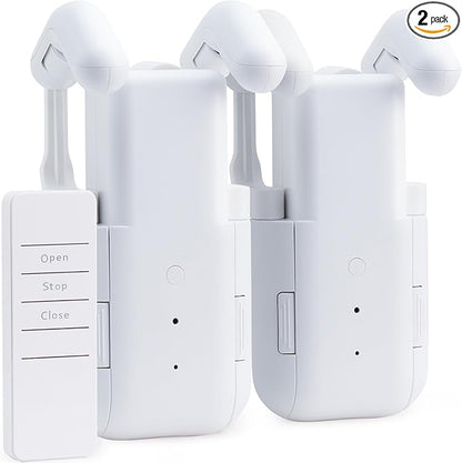 Takkicept Automatic Curtain Opener 2 Pack: Smart Electric Curtains Closer Robot with Remote Control｜No Drill Quiet Motor｜Compatible for Roman Rods, T & U Tracks｜Long-Lasting Battery for Bedroom & Home