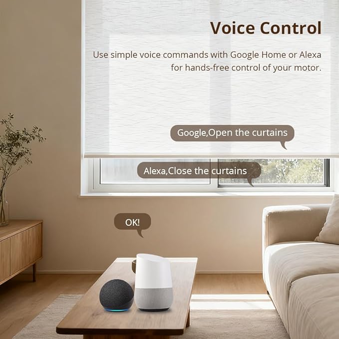 Blindsmart Rechargeable Tuya Zigbee Roller Blinds Motor for 38mm Tube, Motorized Window Shades Automatic Blinds Curtain Opener APP Control, Zigbee Hub Required (with 1-Channel Remote + Solar Pannel)