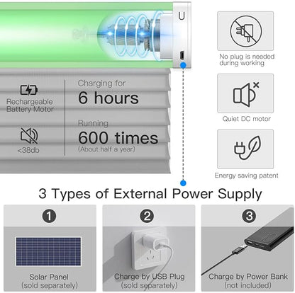 Tokblind Motorized Sheer Shade with Remote Control, Light Filtering Electric Roller Blind Compatible with Alexa via Hub, Rechargeable Smart Window Shade Custom Size (Light Filtering Grey)