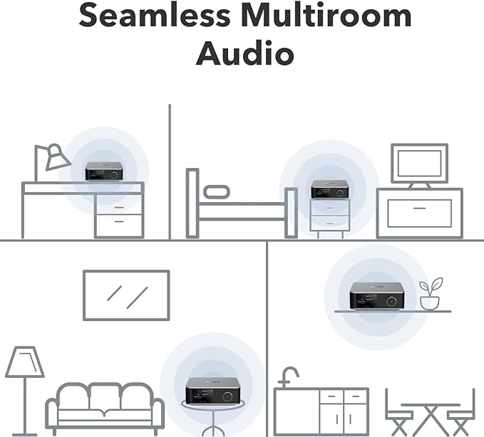 WiiM Ultra Music Streamer & Digital Preamp | 3.5" Touchscreen, Compatible with Google Cast & Alexa, Stream Spotify, Amazon Music, Tidal & More | HDMI ARC, Phono Input & Headphone Output | Space Gray