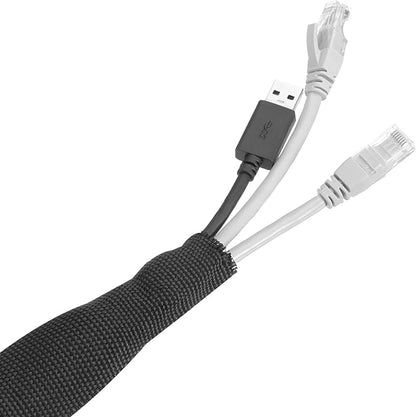 MECCANIXITY Braided Cable Sleeves Heat Shrinkable Fabric Sleeving, 1 9/16" 40ft Black 2:1 Ratio Heat Shrinkable Cord Protector for Harness Cable, Network Cable Protection, Cable Management