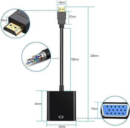 HDMI to VGA Adapter 5 Pack, Gold-Plated HDMI to VGA Converter (Male to Female), Compatible for Computer, Laptop, PC, Monitor, Projector, HDTV, Chromebook, Raspberry Pi, Roku, Xbox and More