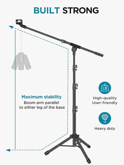 InnoGear Microphone Stand, 2 Pack Tripod Boom Arm Floor Mic Stand Height Adjustable with Carrying Bag 2 Mic Clips 3/8" to 5/8" Adapter for Singing Podcast for Blue Yeti Shure SM58 SM48 Samson Q2U