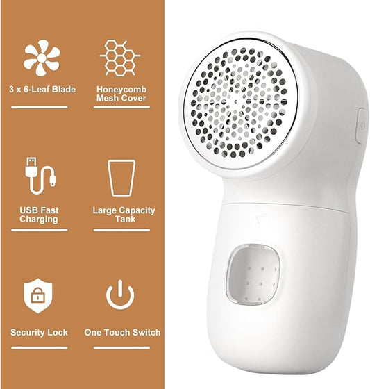 Fabric Shaver Lint Remover Sweater Shavers to Remove Pilling,Rechargeable Sweater Defuzzer with 2 Extra Blades, Fuzz Remover for Clothes Couch Furniture