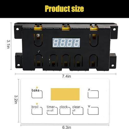 316455410 Range Oven Control Board for Electrolux Kenmore, Gas Range 7 Button Control Board Clock 5304518661 316222800 （White）