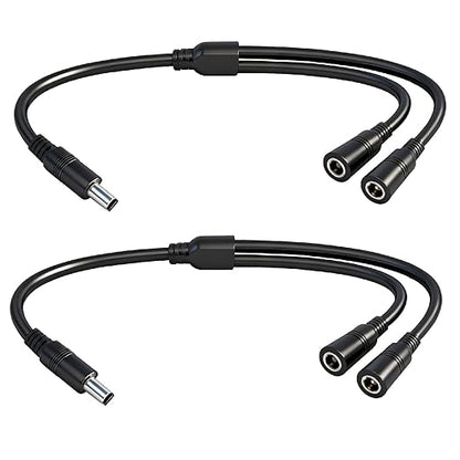 1.3FT 5.5mmx2.5mm 14AWG 12V/24V DC Power Splitter 1Male to 2Female High Power 5525 Connector for Solar Panel, Energy Storage Power Supply, Outdoor Power Supply, LED Strip Light 2pcs