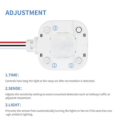 ECOELER Ceiling Occupancy Motion Sensor Switch, High Bay Fixture Mount 360° Ceiling Automatic Light Switch, 120/277VAC, UL, FCC Approved Passive Infrared Sensor, Neutral Wire Required