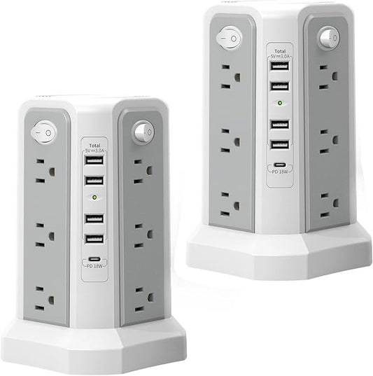 PASSUS Surge Protector Power Strip with USB C Port,10FT Extension Cord with 12 AC Outlets, Power Strips with Surge Protection for Home Office DormRoom