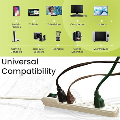 GoGreen Power Inc. (G-16103MIN-2) 6 Outlet Surge Protector, 2FT Cord, White, 2 Pack