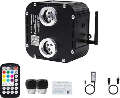 AZIMOM Dual Color High Brightness 50W Twinkle Fiber Optic Light Source RGBW Light Box Engine Diver Music Sensor Mode Bluetooth/RF Control for Home Star Ceiling Light Effect Decor