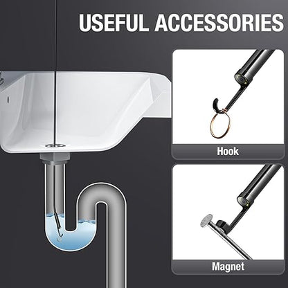 Dual Lens Endoscope Camera with Light, Teslong 4.3" HD Snake Borescope Inspection Camera, Automotive Scope Cam with Flexible Cable, Home Waterproof Fiber Optic for Sewer Drain Pipe (16.5FT)
