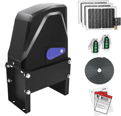 TOPENS DKC1100S Solar Sliding Gate Opener Chain Drive Automatic Gate Motor for Heavy Driveway Slide Gates Up to 2600 Pounds, Electric Gate Operator Battery Powered with Solar Panel Remote Control Kit