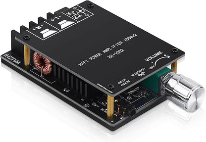 ZK-1002 Bluetooth 5.0 Audio Amplifier Board, 100W x 2 2.0 Channel Mini HiFi Power Amplifier Receiver with Volume Control, BT and AUX Inputs, DC 5-27V Stereo AMP Module for Home DIY Speakers