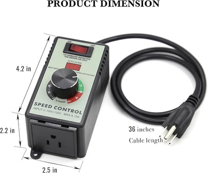 ZOWZEA AC Motor Variable Speed Controller 120V 15A 4000W with Overload Protection Switch
