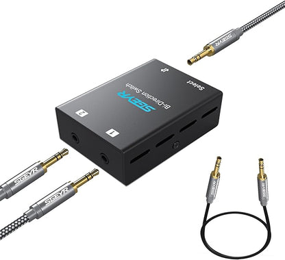 SGEYR Audio Switcher 3.5mm Bi-Direction Switch 2-in-1 Out/ 1-in-2 Out Audio Stereo Mixer Mini Sound Mixer for PC Versatile Connectivity