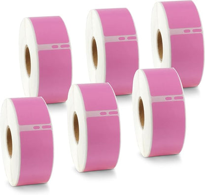 BETCKEY - Compatible DYMO 30252 (1-1/8" x 3-1/2") Address & Barcode Labels - Compatible with DYMO Labelwriter 450, 4XL & Zebra Printers[6 Rolls/2100 Labels, Pink]