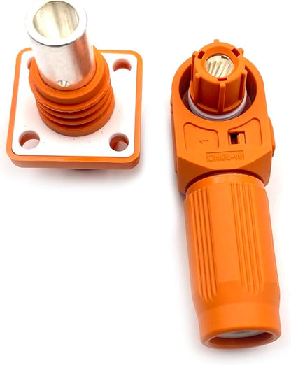 1 Set Battery Energy Storage Connector, 150A High Current Connectors Quick Plug Terminal Orange Right Angle Plug and Socket IP67 Waterproof Power Adapter Crimping 35mm² Wiring (1500V)