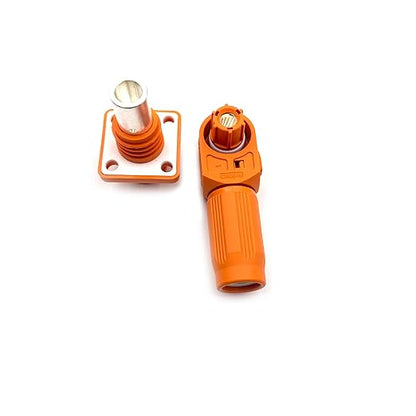 250A Battery Energy Storage Connector, 70mm² High Current Connectors IP67 Waterproof Crimping Wiring Power Adapter Quick Plug Terminal Right Angle Plug and Socket (1500V Black+Orange)