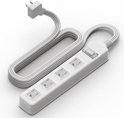 S.O.V Splashproof IPX4 Power Strip, Patented Zero-Current Auto Shut Off, ETL Listed, 4-Outlet Flat Plug, White, 10ft Cord