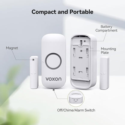 Door Alarms for Kids Safety, VOXON Window Alarm Door Alarm for Home Security Personal Security Window Alarms Sensor Burglar Door Alarm for Pool, Cars, Sheds, Caravans DIY Kit Pack of 2