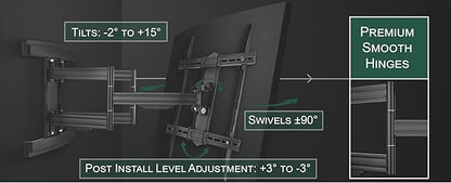 ynVISION.DESIGN Heavy Duty TV Wall Mount for 65–100” TVs, XXL Full Motion Bracket Extends 31.5”, Tilt Swivel Leveling, 154 lbs Capacity, Max VESA 800x600, Fits Flat, LED, LCD, OLED, 4K, Smart TVs