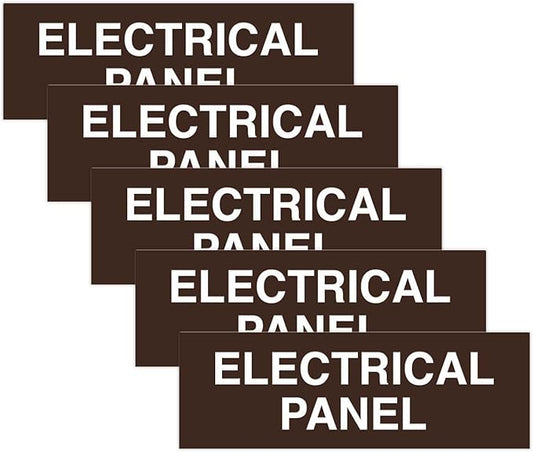 All Quality Basic Electrical Panel Sign - Fire Regulation Safety Compliance Sign - Dark Brown - Small (5 Pack)