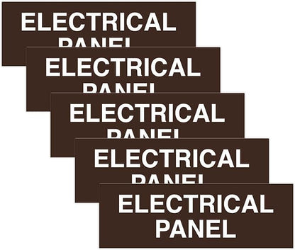 All Quality Basic Electrical Panel Sign - Fire Regulation Safety Compliance Sign - Dark Brown - Medium (5 Pack)