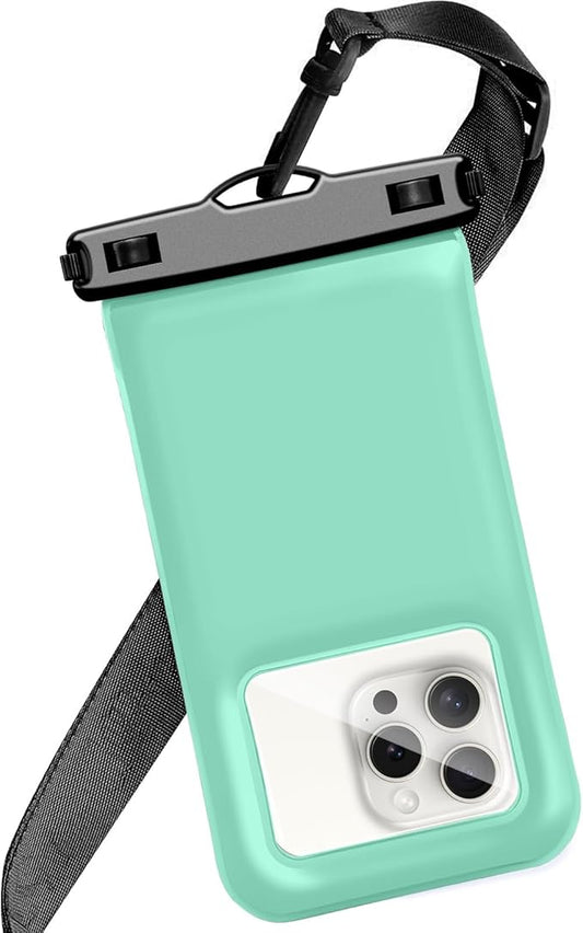 Floatable Soap Bubble Waterproof Phone Pouch/Case with Crossbody Lanyard for iPhone 16 Pro Max/15 Pro/14/13/12, IP68 Cellphone Dry Bag Beach Cruise Ship Essentials, 1 Pack-Green-7″