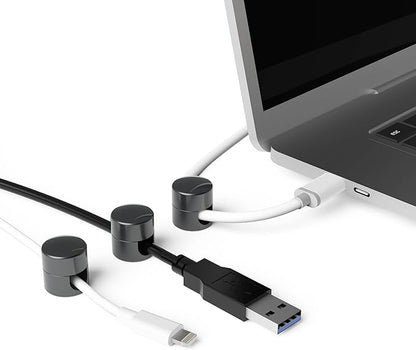 ICONIT Cable Anchors for Desk Organization Gun Metal | Premium Aluminum Cord Organizers | Charger + Cable Management Clips for Home & Office | Stylish, Sturdy, & Functional | (3 Pack)