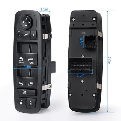 WUANGKI Power Master Window Switch | Front Driver Side | 9+3 Pins | Compatible with 2012-2015 Dodge Grand Caravan, Chrysler Town, Country, Ram 1500 2500, 2015 Ram 3500 | Replace OE 68110867AB