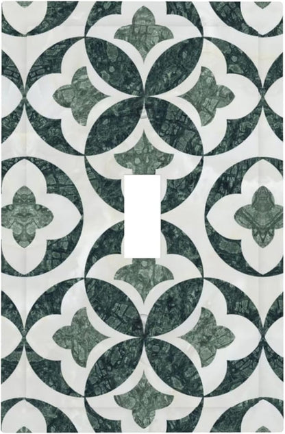 Bvtewkhz Green Luxury Modern Cubic Marble 1 Gang Single Toggle Decorative Light Switch Covers Electrical Faceplate Switch Plates for Bathroom Kitchen Home