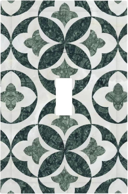 Bvtewkhz Green Luxury Modern Cubic Marble 1 Gang Single Toggle Decorative Light Switch Covers Electrical Faceplate Switch Plates for Bathroom Kitchen Home