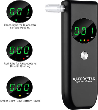 Home Ketosis Breath Analyzer, Professional Ketone Breath Monitoring Meter – High Precision Ketone Monitors Breath Analyzer Ketosis Tester with 10 Mouthpieces for Tracking Your Ketones