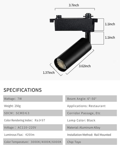 Gpaillumic LED Track Lighting Heads Compatible with H Type 3-Wire Rail Ceiling Spotlight for Indoor Cafe Bar Dining Room Restaurant Lighting