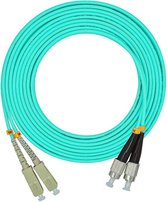 Jeirdus 3Meters 10ft SC to FC Duplex 50/125 10G OM3 Multi-Mode Fiber Optic Cable Jumper Optical Patch Cord SC-FC