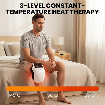 ROVIA 2026 New Portable Comfort Electric Knee Massager, 3-in-1 Rechargeable Knee Massage Machine with Heat, Red Light and Vibration, Adjustable Knee Pain Relief Wrap, Personal Care Appliances