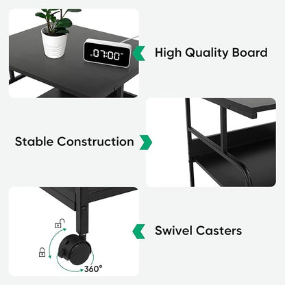 GCCSJ Large Printer Stand，3 Tier Printer Cart with Adjustable Storage Shelf，23.6 x18.9 x 29.5 inches Printer Stand for Home Office, Stands for Heat Press Scanner Fax, Industrial Style, Black