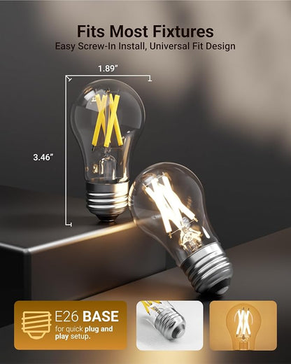 Sunco 16 Pack A15 Light Bulb LED, Edison Style Bulb, Dimmable Vintage Filament Lighting, 800 LM, 7W (60W Equivalent), 3000K Warm White, E26 Medium Base, Wet Rated UL