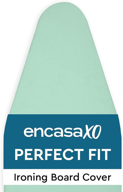 Encasa XO Ironing Board Cover and Pad 49"x18" - 4mm Felt Wide Iron Board Cover with Padding - Heat Resistant, Stain-Safe Dye, Non Slip Elastic Bungee Cord Tightening Iron Table Cover Mint Green