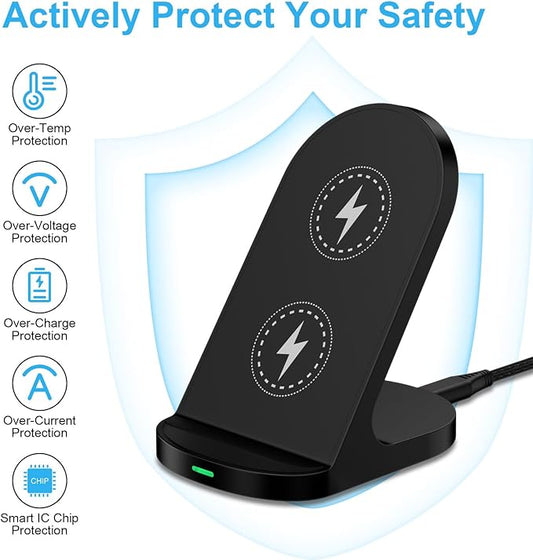 15W Fast Wireless Charger Phone Charging Stand for Google Pixel 10 Pro XL/9/8a/8 Pro/7a/7,Android Phone Wireless Charging Station Charger for Samsung Z Fold 7/6/5/Z Flip 7/6/S24 Ultra/S23/S22/S21/S20
