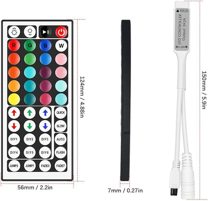 44 Key LED Strip Light Remote Controller, IR Wireless Dimmer with 4-Pin Output for RGB 3528 5050 5630 LED Tape Lights, 12V/24V DC5-24V Power Supply Replacement Remote