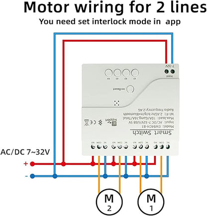Newgoal 4 Channel Smart Switch, Momentan/Locking WiFi Relay, eWeLink App Bluetooth Control Switch, DIY Smart Home, Compatible with Alexa Google Home