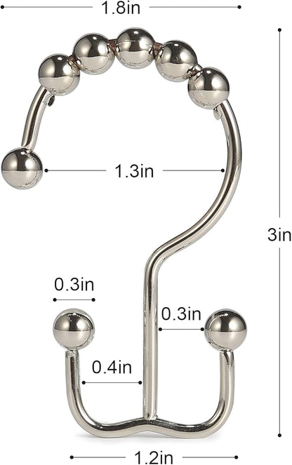 Shower Curtain Hooks, Goowin Shower Curtain Rings, Stainless Steel Shower Curtain Hooks Rust Proof Free Sliding Double Shower Hooks for Curtain, Shower Curtains & Liners (Nickel)